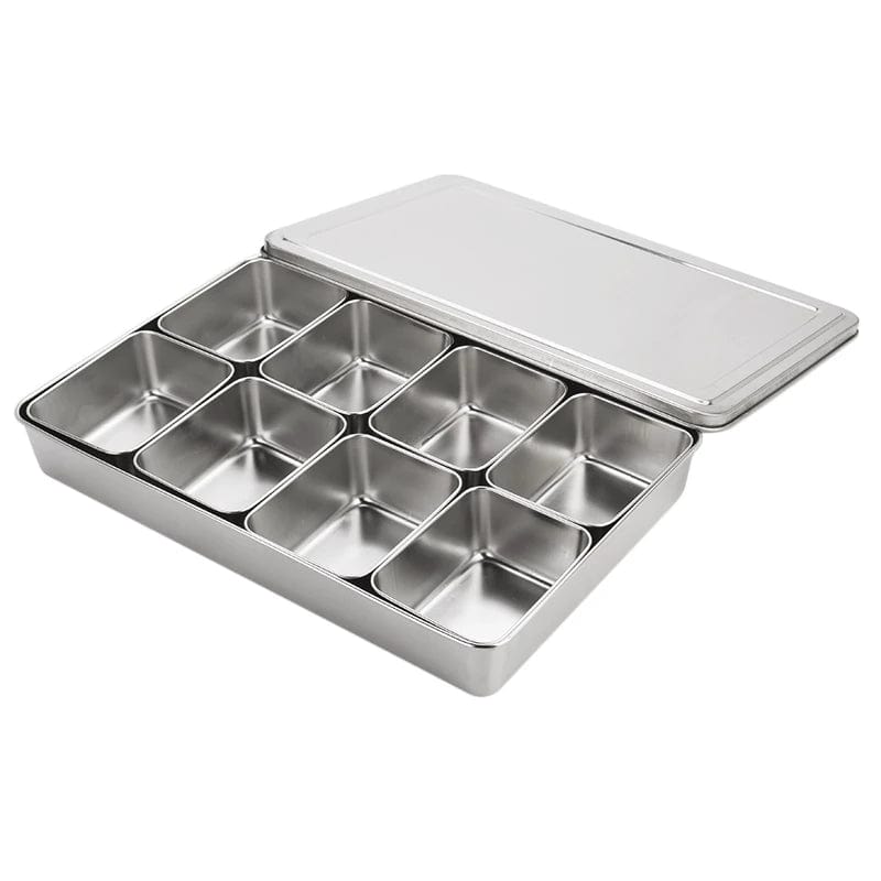 stainless yakumi pan/seasoning container w/4 compartments 